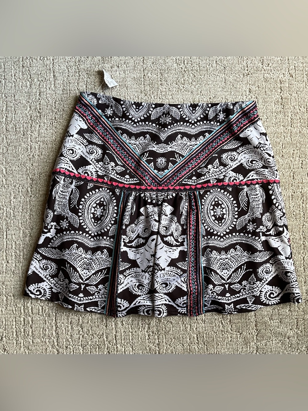 Lucky in Love Black & White Printed Skater Skirt with Pink Trim